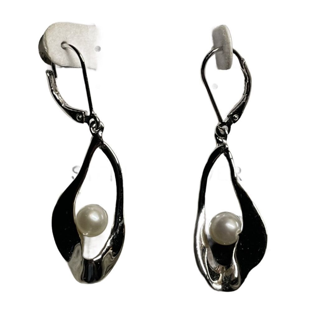 Best of Everything Sterling Silver Drop Earrings with Pearl Accent (New)